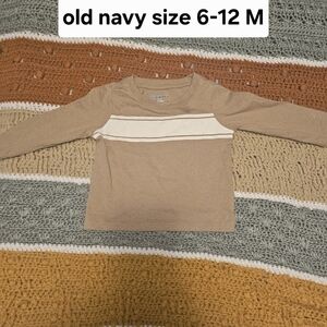 Old Navy Tan and White Long Sleeve Tee